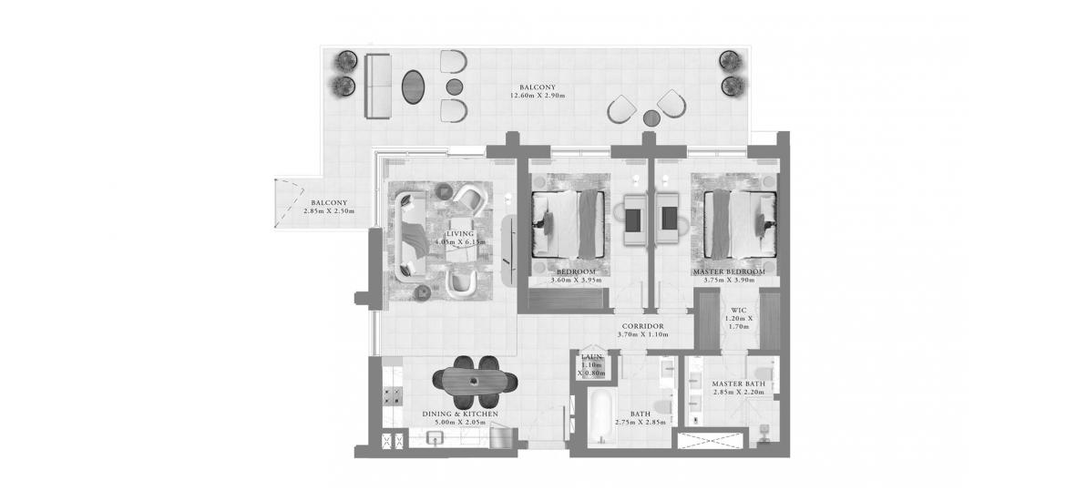 Apartment floor plan «AEON TWO-BEDROOMS-155M», 2 bedrooms in AEON